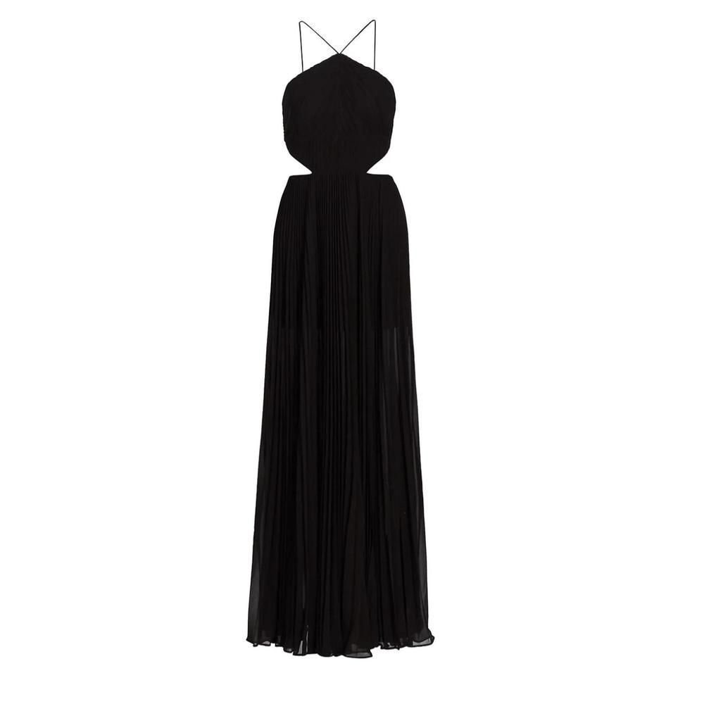 NEW AMUR janet halterneck cutout pleated gown in black - Picture 3 of 3